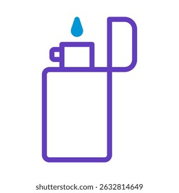 Minimalist line drawing of a lighter with a blue flame, showcasing simple design