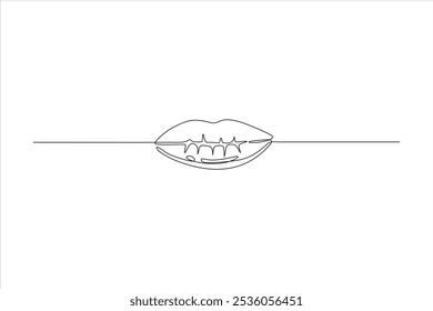 A minimalist line drawing of lips with visible teeth, emphasizing simplicity and artistic expression.