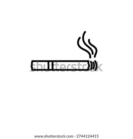 Minimalist Line Drawing of Lit Cigarette – Black and White Smoking Icon