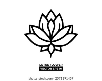 A minimalist line drawing of a lotus flower, symbolizing purity and beauty.