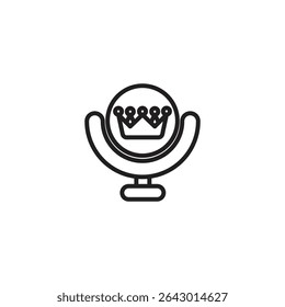A minimalist line drawing of a mirror reflecting a crown. Represents self-worth, feeling like royalty, or seeing one's inner queen.