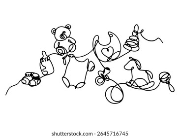 Minimalist Line Drawing of Newborn Essentials
