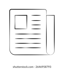 Minimalist Line Drawing of Newspaper Icon