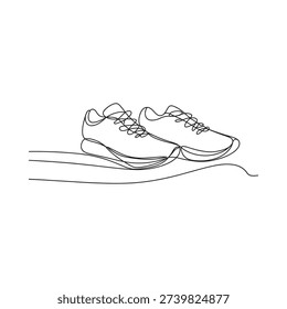 Minimalist line drawing of a pair of running shoes simple athletic footwear