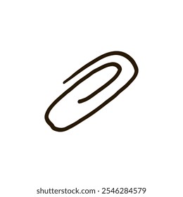 Minimalist line drawing of a paperclip, depicting simplicity and organization. Perfect for office themes, stationery designs, and educational materials. Emphasizes a clean