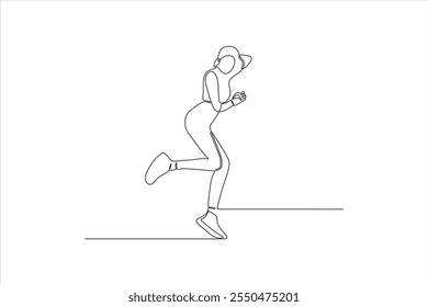 Un dibujo de línea minimalista de una persona trotando, capturando el movimiento y la forma física.