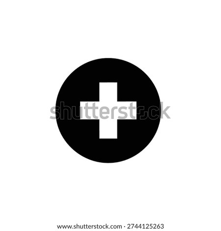 Minimalist Line Drawing of Plus Sign – Black and White Addition Icon