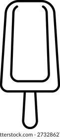 Un dibujo de línea minimalista de una paleta de helado en un palo, delineado en negro sobre un fondo blanco.