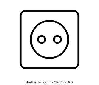 Minimalist line drawing of a power socket. Useful for illustrating energy, technology, or construction concepts. Clean and modern design for icons or illustrations.