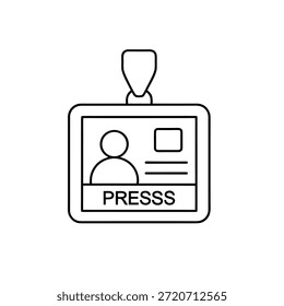 Minimalistische Linienzeichnung des Presseausweises, das den Zugang zu den Medien und den Journalismus darstellt