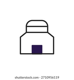 Un dibujo lineal minimalista que representa un edificio o estructura arquitectónica con un diseño simple. La Imagen utiliza Formas geométricas básicas y líneas limpias para transmitir un concepto abstracto de