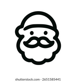 Minimalist Line Drawing Santa Claus Face Outline Christmas Icon Graphic