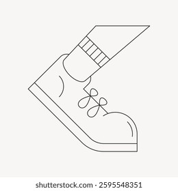 Minimalist line drawing of a shoe and sock. Simple shoe design with a sock. Shoe and sock illustration with clean lines. Shoe and sock art in minimal style. Minimal illustration vector.