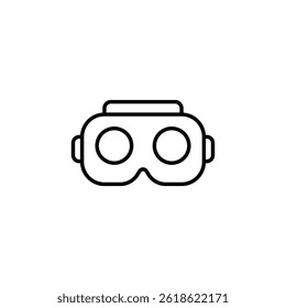 Dibujo de línea minimalista que muestra un diseño de auriculares de realidad virtual