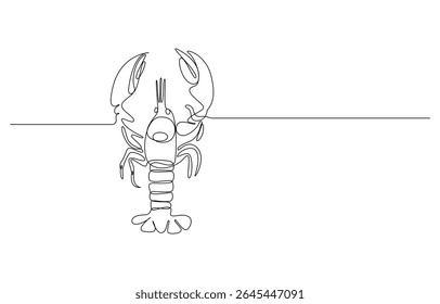 Desenho de linha minimalista de um camarão, lagosta em estilo de arte minimalista de linha única
