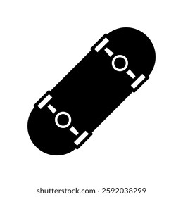 Minimalist Line Drawing of a Skateboard Icon in Black and White