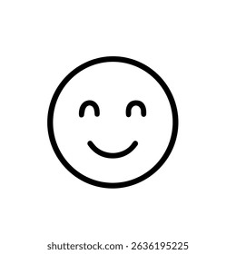 Minimalist Line Drawing Smiling Face Icon with Closed Eyes Expression