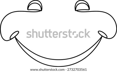 A minimalist line drawing of a smiling face with a wide, cheerful grin and simple eyes, set against a plain white background.