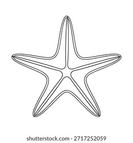 Un dibujo de línea minimalista de una estrella de mar con cinco brazos distintos.