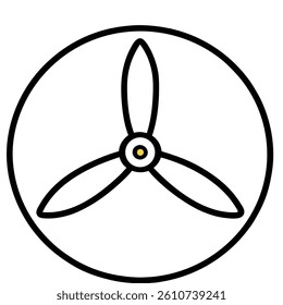 Minimalist Line Drawing of a Three-Blade Propeller