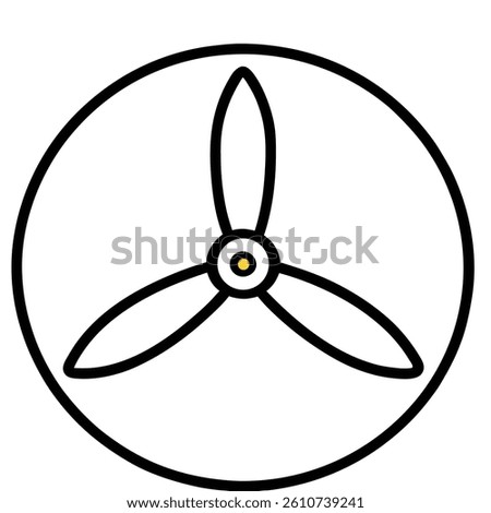 Minimalist Line Drawing of a Three-Blade Propeller