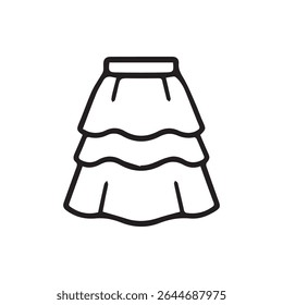 Minimalist line drawing of a tiered skirt ideal for fashion templates and design projects versatile and chic
