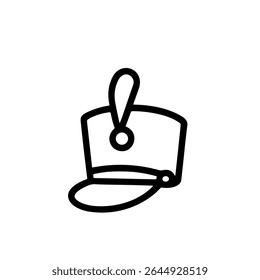 Minimalist Line Drawing Top Hat Exclamation Point Alert Sign Element