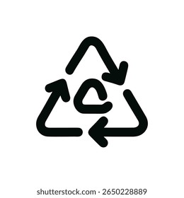 Minimalist Line Drawing Triangle Arrow Recycle Symbol Icon Graphic