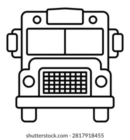 A minimalist line drawing of a truck's front end, featuring a grille and headlights
