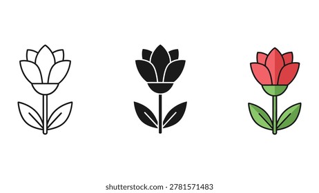 Minimalist line drawing tulips