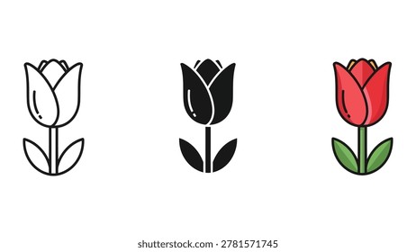 Minimalist line drawing tulips