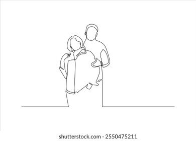 A minimalist line drawing of two figures embracing, conveying warmth and connection.