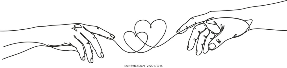 Un dibujo de línea minimalista de dos manos juntas formando un corazón
