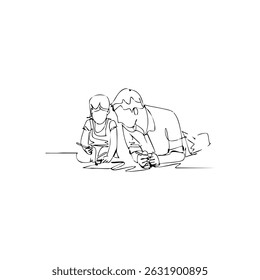 Minimalist Line Drawing of Two Men Hugging – Emotional Support and Connection Concept