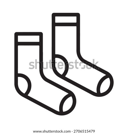 A minimalist line drawing of two socks, one slightly behind the other, with distinct cuff and heel details.