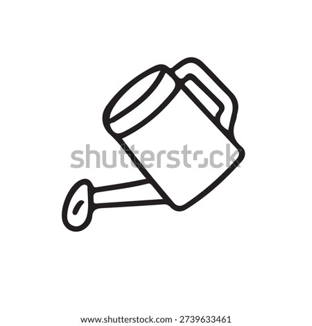 Minimalist Line Drawing of Watering Can Icon Representing Gardening and Plant Care