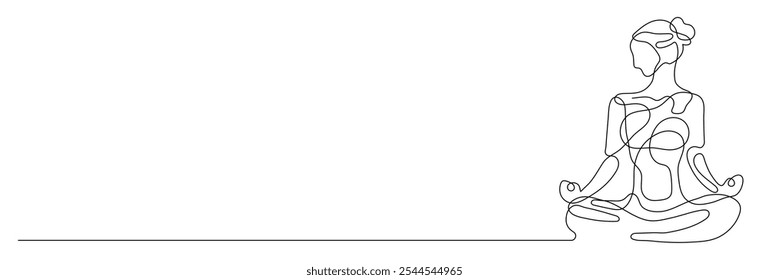 Minimalist line drawing of a woman meditating