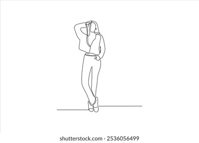 A minimalist line drawing of a woman posing, showcasing elegance and simplicity.