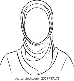 Minimalist Line Drawing of Woman Wearing Hijab