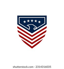 Minimalist line eagle abstract badge logo design. United states hawk logo brand.
