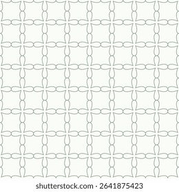 Minimalist line floral pattern grid. Outline simple flowers mosaic art deco texture vector background.