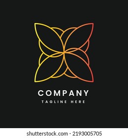 Minimalist line flower logo design template with gradient