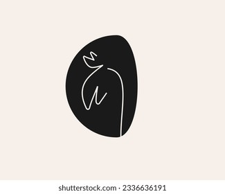 Diseño vectorial del logotipo de flor de línea minimalista.