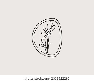Diseño vectorial del logotipo de flor de línea minimalista.