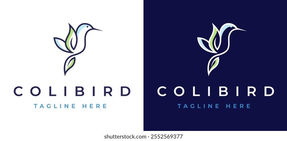 Linha Minimalista Voadora Pombo Ave com Asa de Folha para Natureza Wildlife Label Logo Design Inspiration. Ícone de folha em Bird Logo Clean Lines for Nature Brand Identity. Modelo de vetor de logotipo Bird