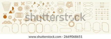 Minimalist line frame element with star icon design