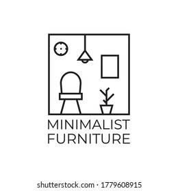 Minimalist line furniture logo vector