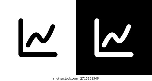 Símbolo Minimalista de Ícone de Gráfico de Linha em Estilo Preto e Branco