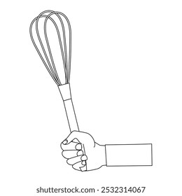 Minimalist line of hands holding frying pan and kitchen utensils for coloring, Cooking Utensils Line icon, Sketch Design, Pixel perfect, Editable stroke. Logo, Sign, Symbol. Kitchen.