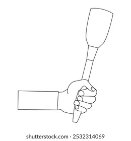 Minimalist line of hands holding frying pan and kitchen utensils for coloring, Cooking Utensils Line icon, Sketch Design, Pixel perfect, Editable stroke. Logo, Sign, Symbol. Kitchen.